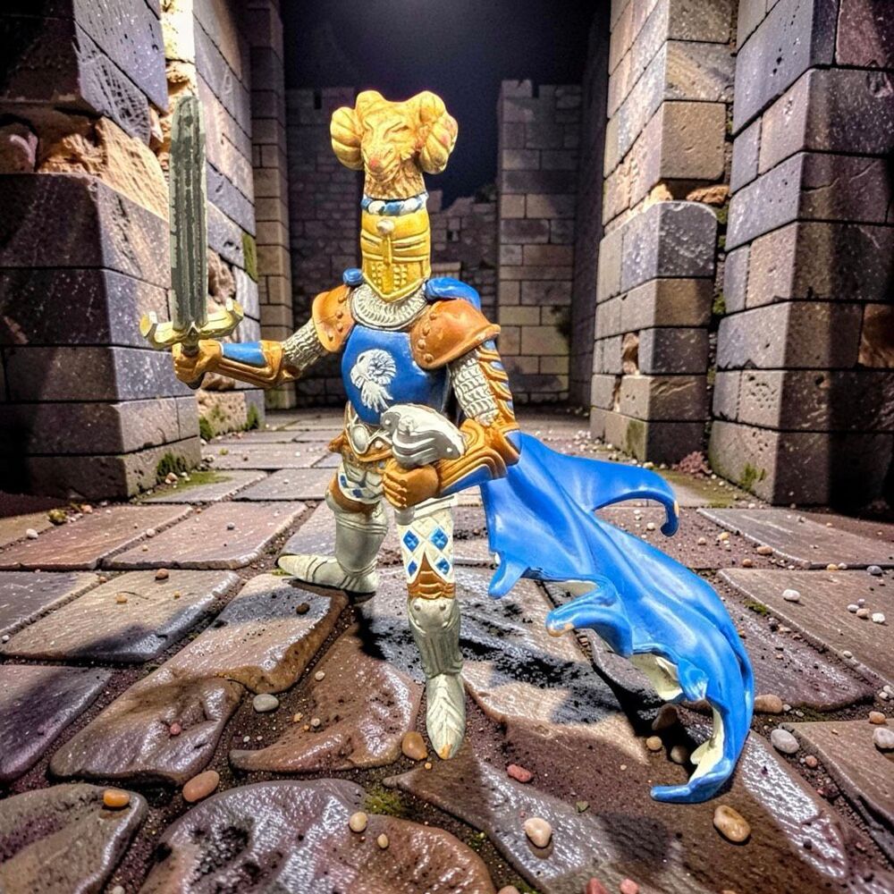 Papo 2007 Blue Weapons Master Ram Knight Action Figure A64